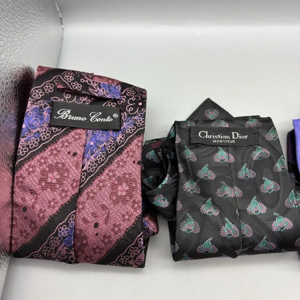 Lot Of 4 Mens Neck Tie - Christian Dior, Bruno Conte, Di Capri, Lilly Dache
